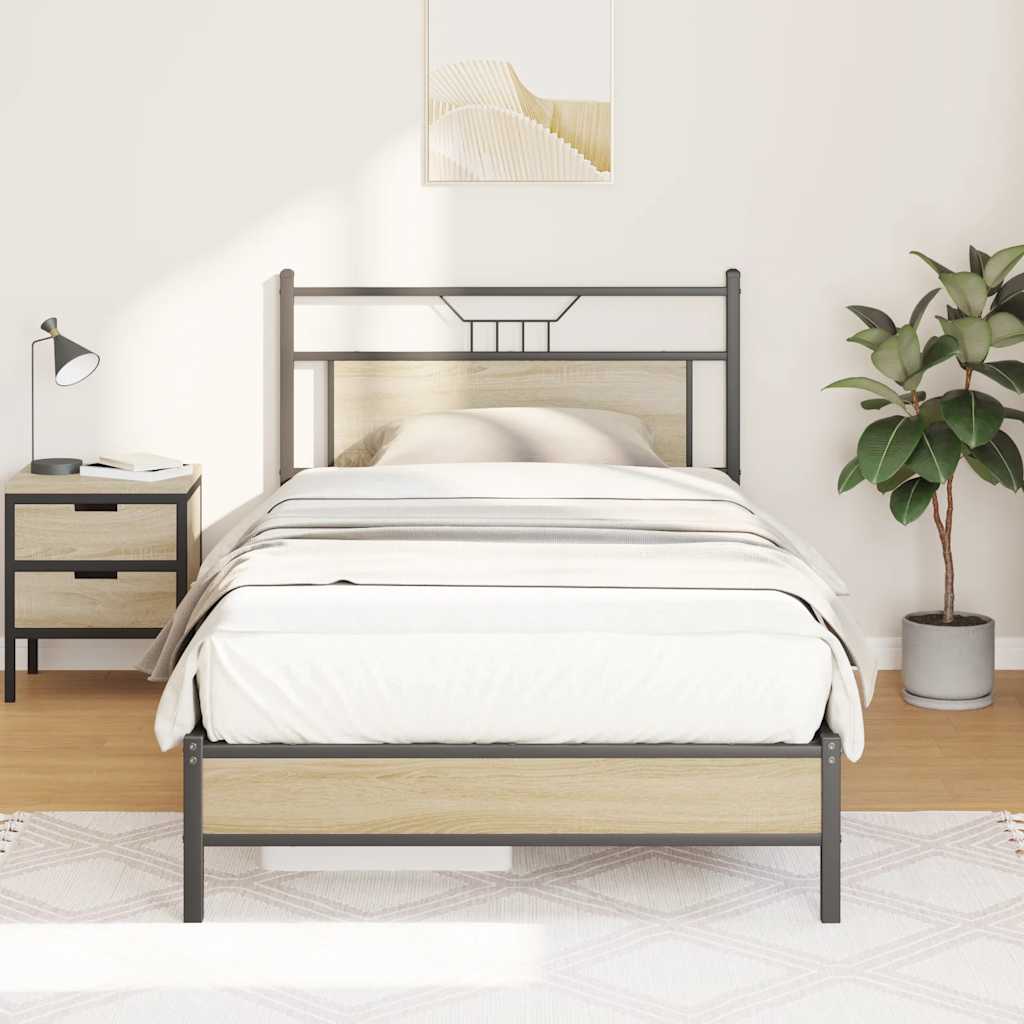 sengeramme 100x190 cm uden madras konstrueret træ sonoma-eg