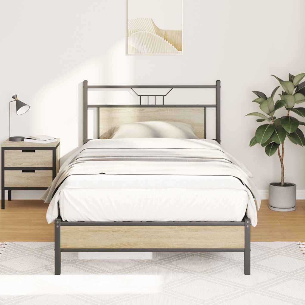 sengeramme uden madras 107x203 cm konstrueret træ sonoma-eg