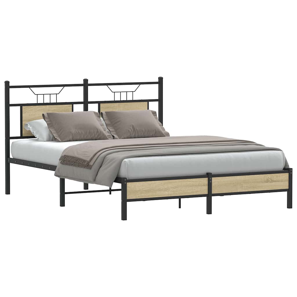 sengeramme 137x190 cm uden madras konstrueret træ sonoma-eg