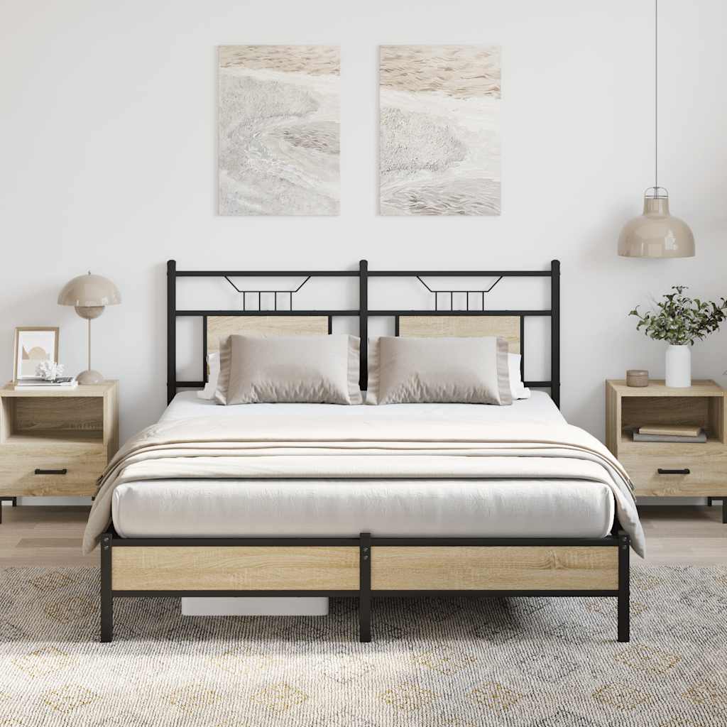 sengeramme 137x190 cm uden madras konstrueret træ sonoma-eg