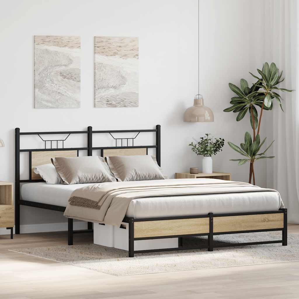 sengeramme 137x190 cm uden madras konstrueret træ sonoma-eg