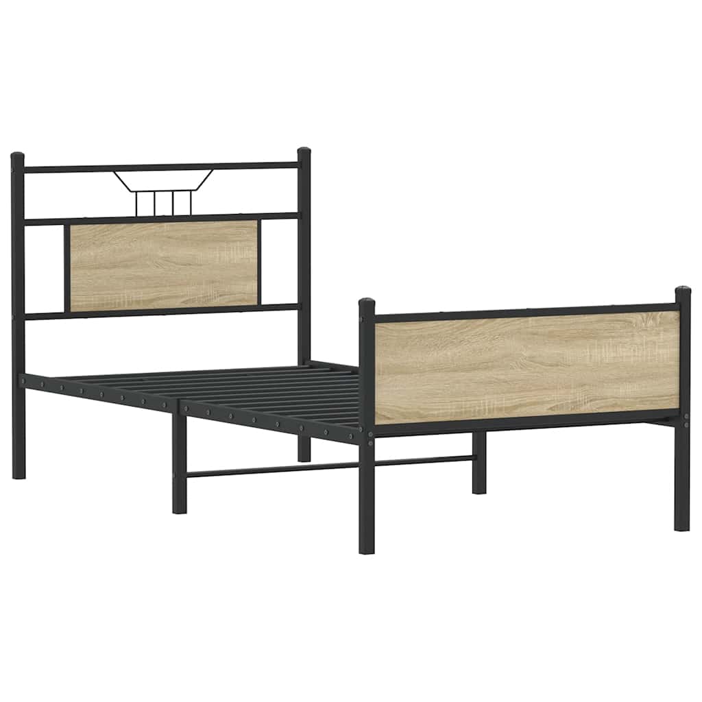 sengeramme 75x190 cm uden madras konstrueret træ sonoma-eg