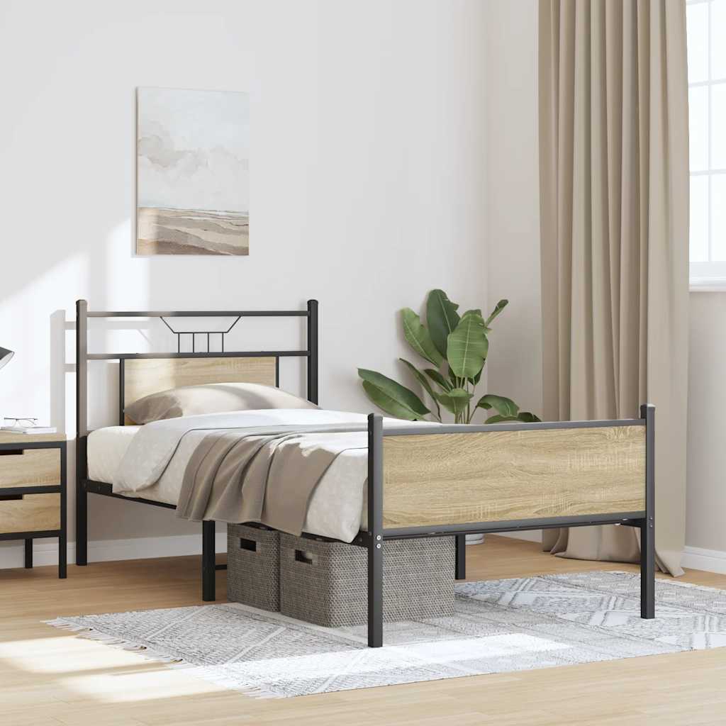 sengeramme 80x200 cm uden madras konstrueret træ sonoma-eg