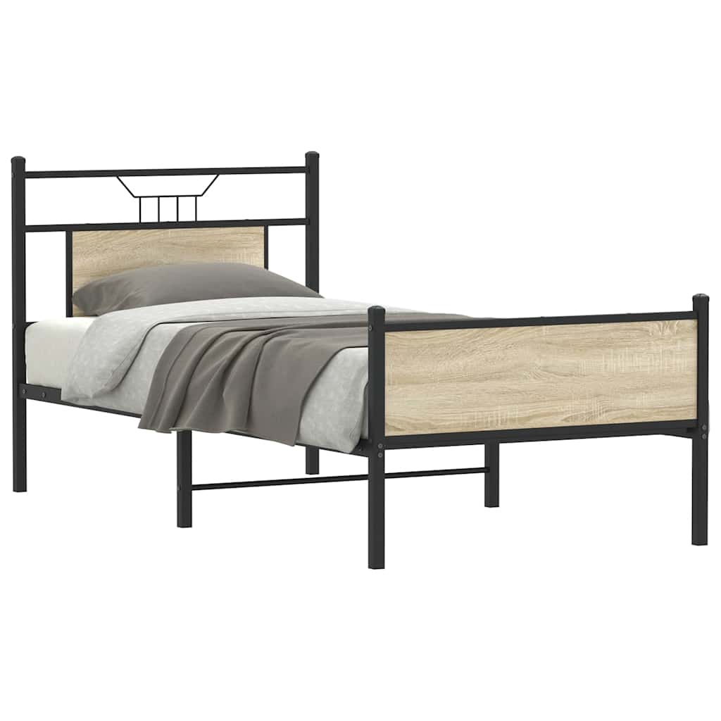 sengeramme 90x200 cm uden madras konstrueret træ sonoma-eg