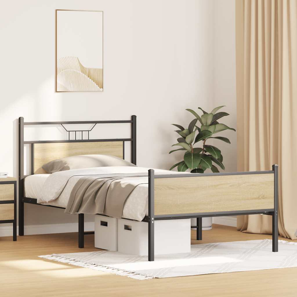 sengeramme 100x200 cm uden madras konstrueret træ sonoma-eg
