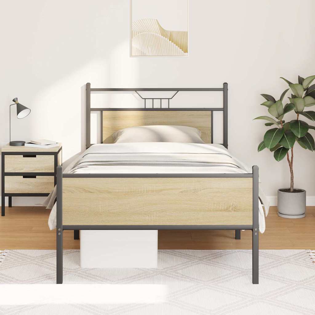 sengeramme uden madras 107x203 cm konstrueret træ sonoma-eg