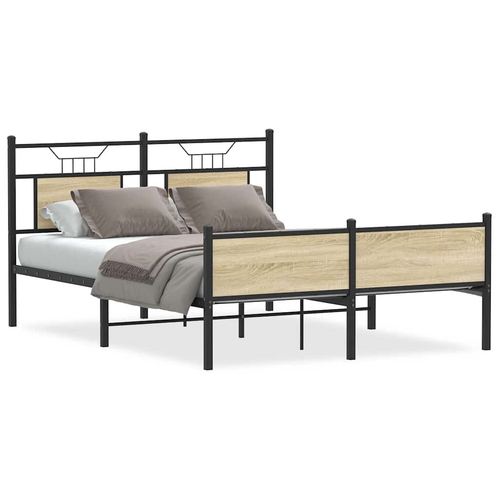 sengeramme 150x200 cm uden madras konstrueret træ sonoma-eg