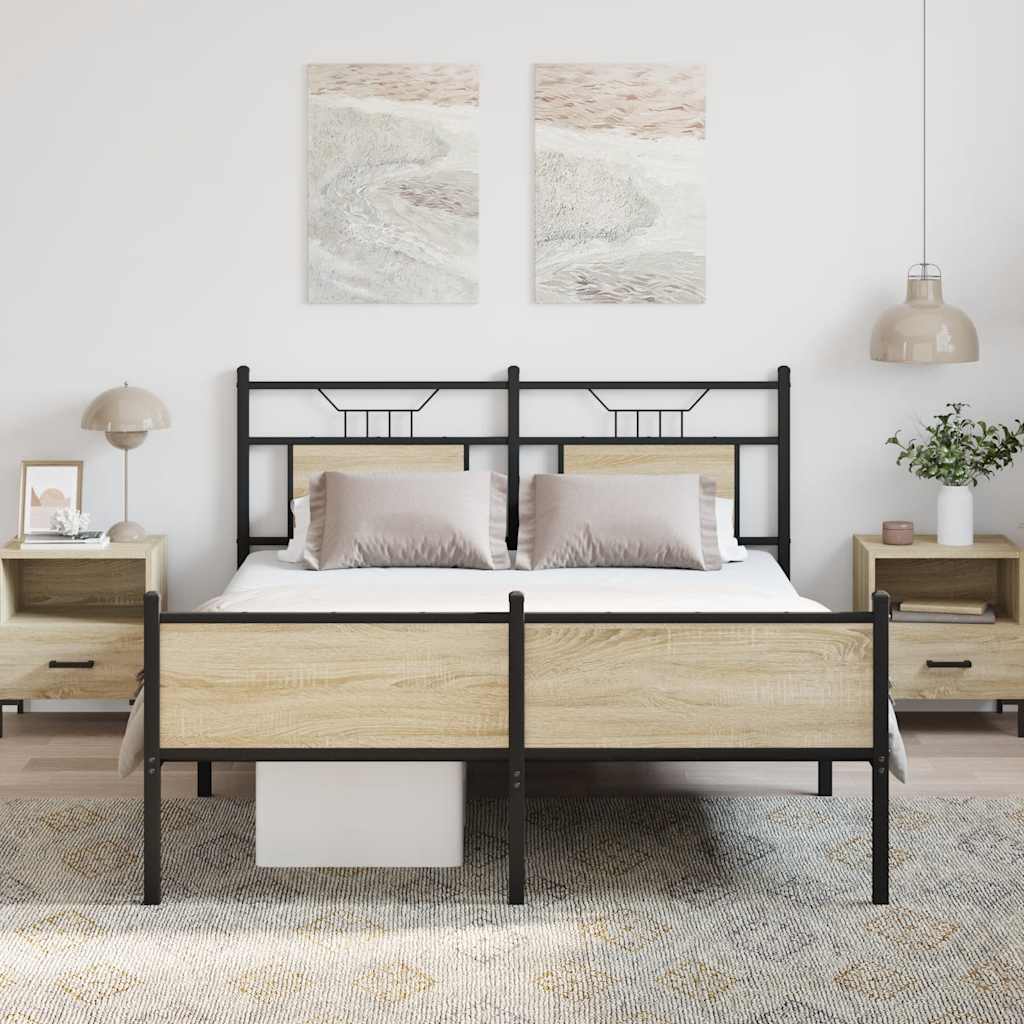 sengeramme 150x200 cm uden madras konstrueret træ sonoma-eg