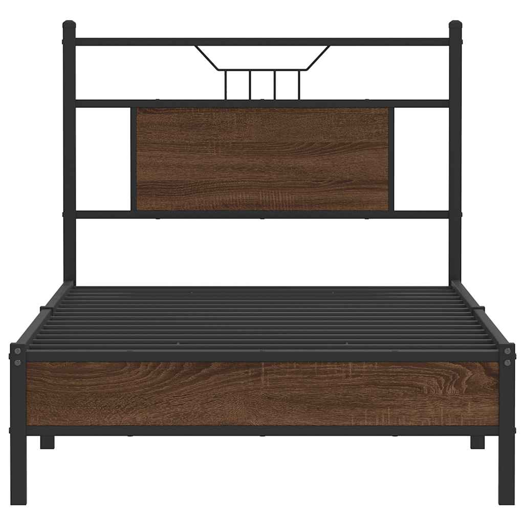 sengeramme 75x190 cm uden madras konstrueret træ brunt eg