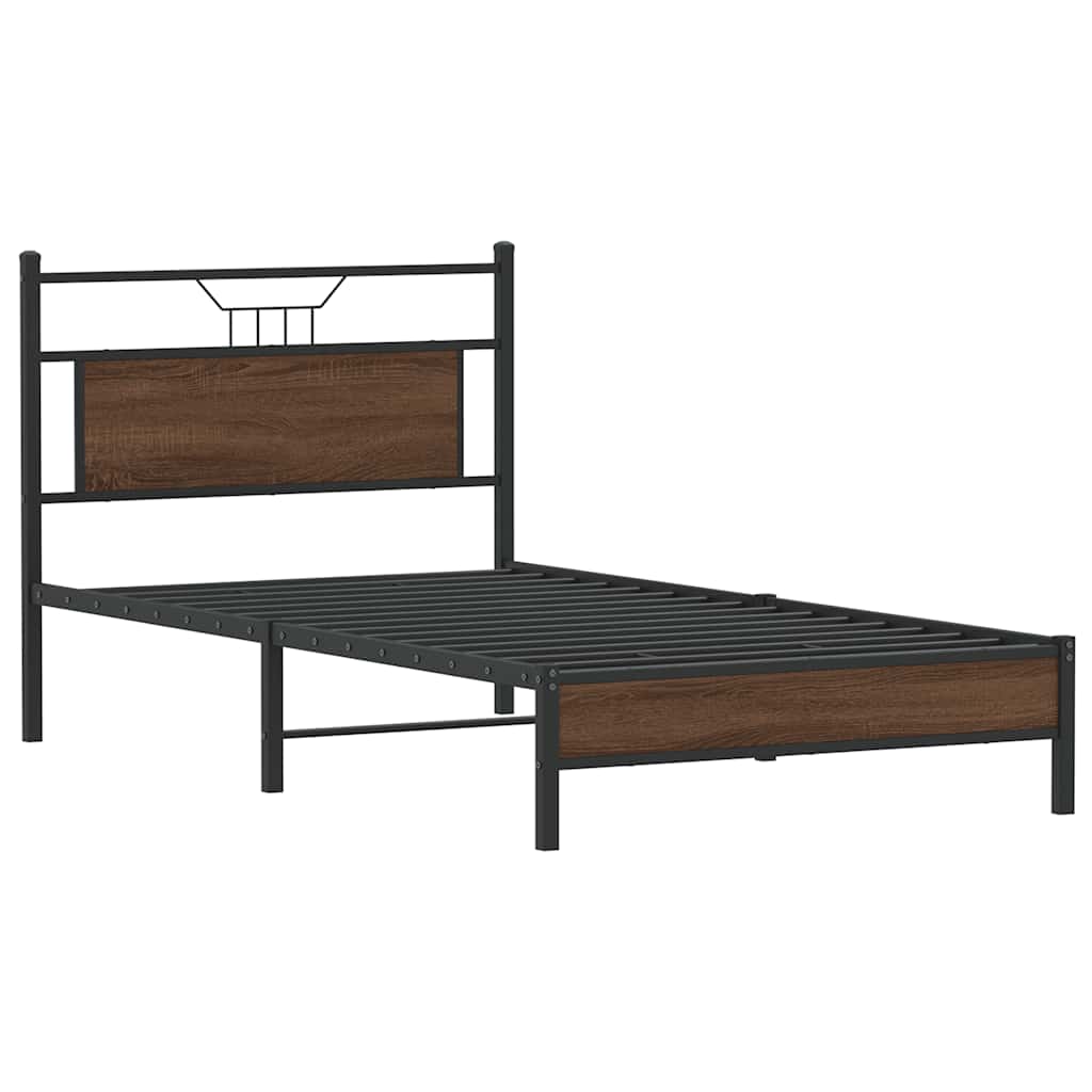sengeramme 100x200 cm uden madras konstrueret træ brunt eg