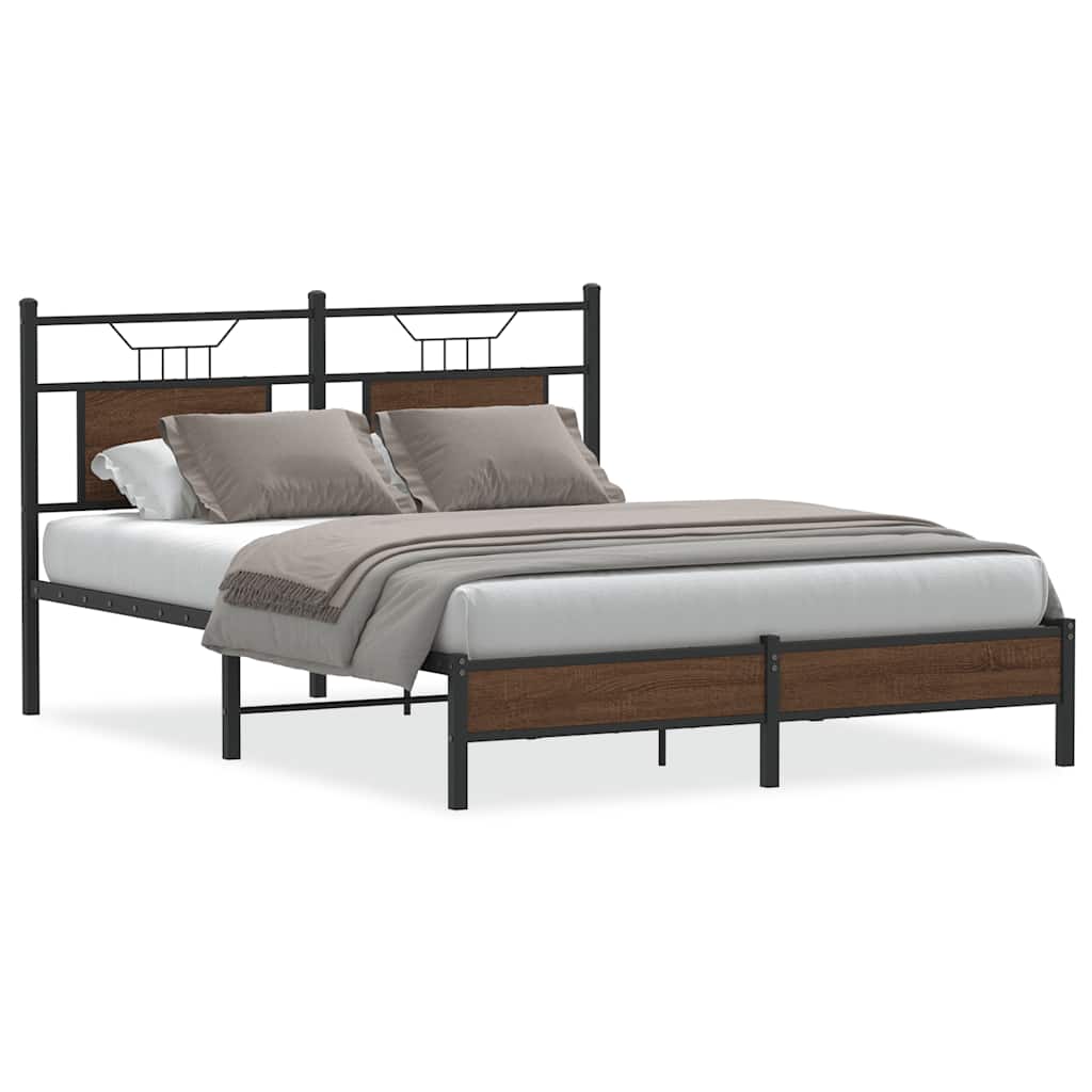 sengeramme 137x190 cm uden madras konstrueret træ brunt eg