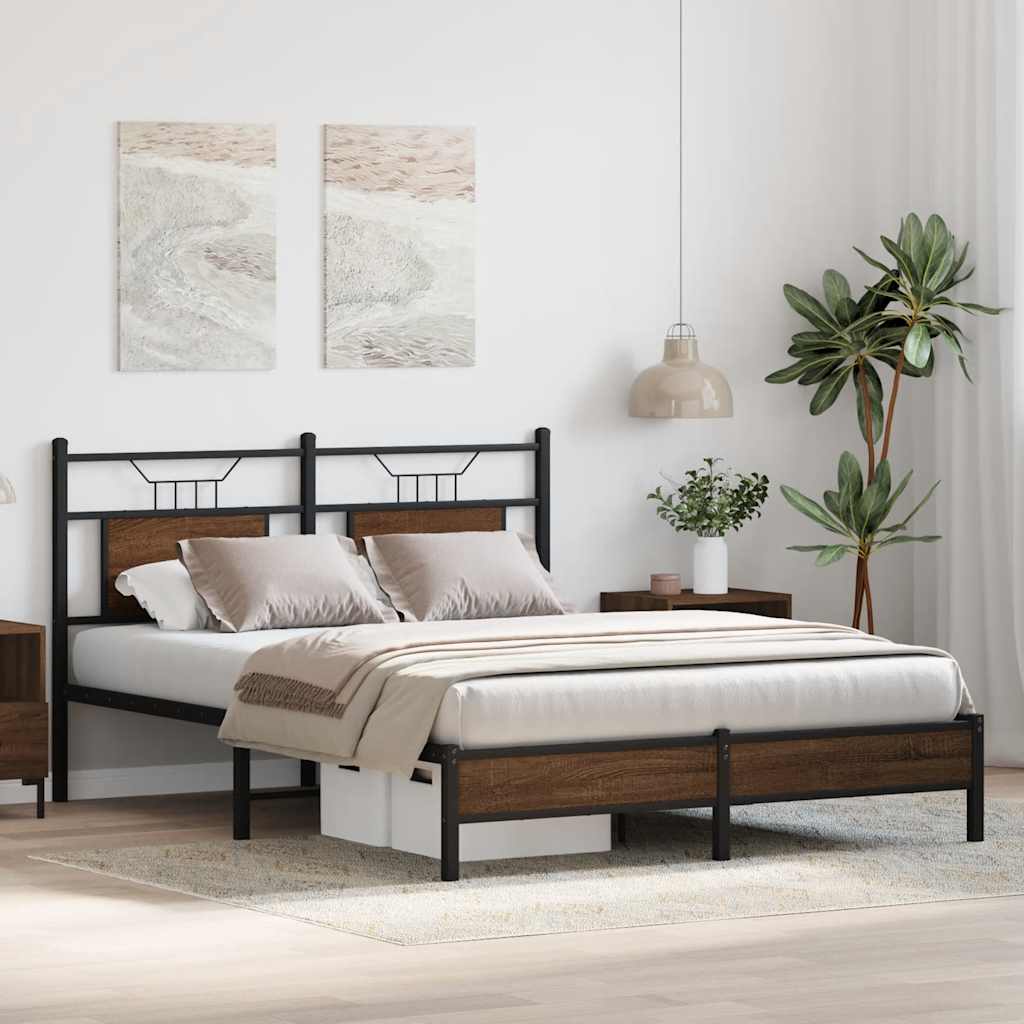sengeramme 137x190 cm uden madras konstrueret træ brunt eg
