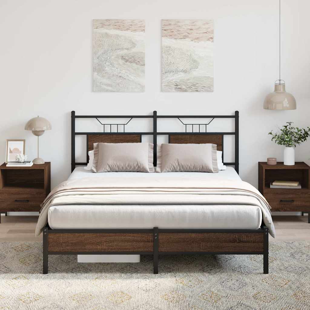 sengeramme 137x190 cm uden madras konstrueret træ brunt eg