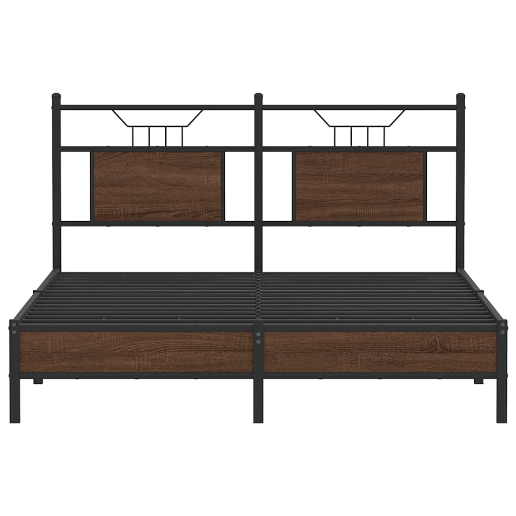 sengeramme 137x190 cm uden madras konstrueret træ brunt eg