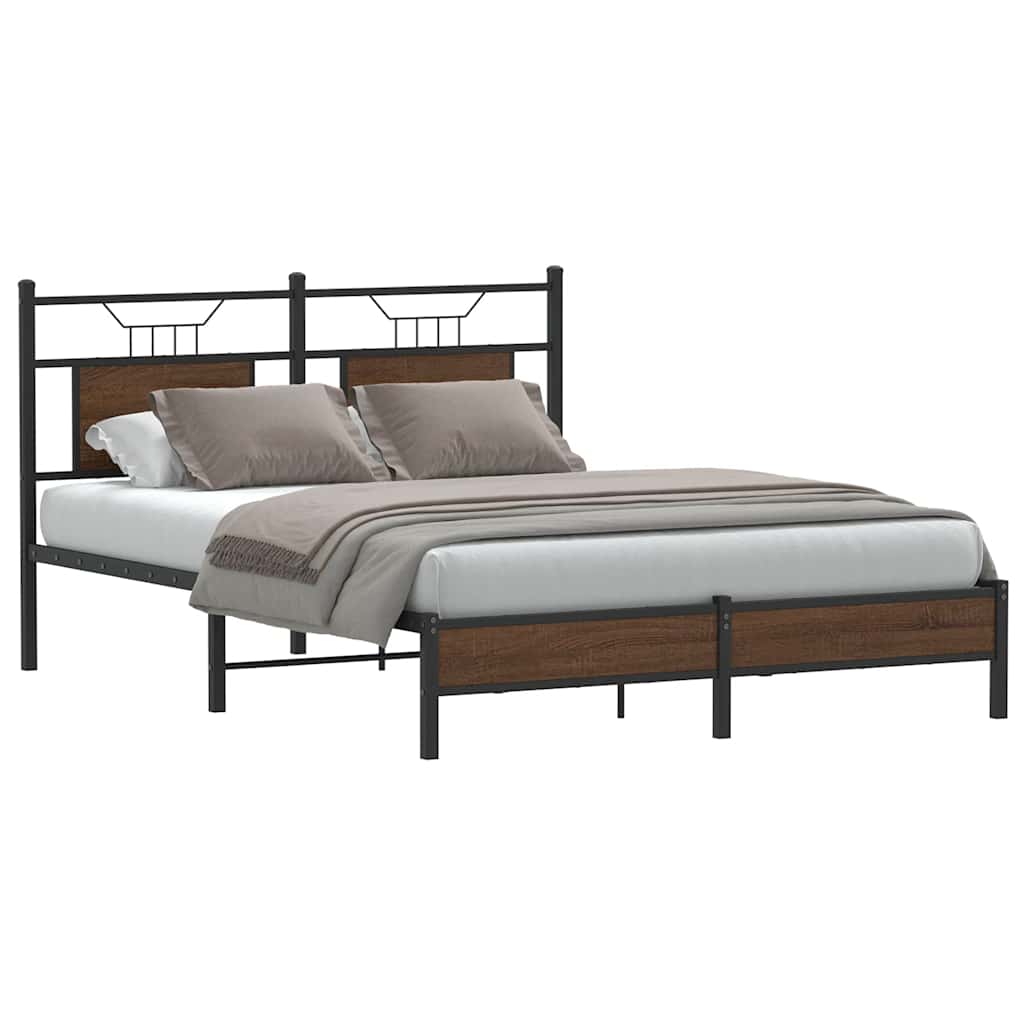 sengeramme 137x190 cm uden madras konstrueret træ brunt eg