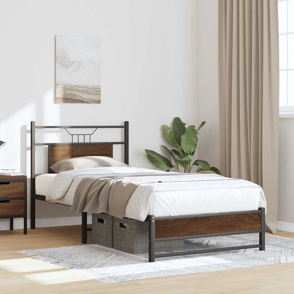 sengeramme 90x200 cm uden madras konstrueret træ brunt eg