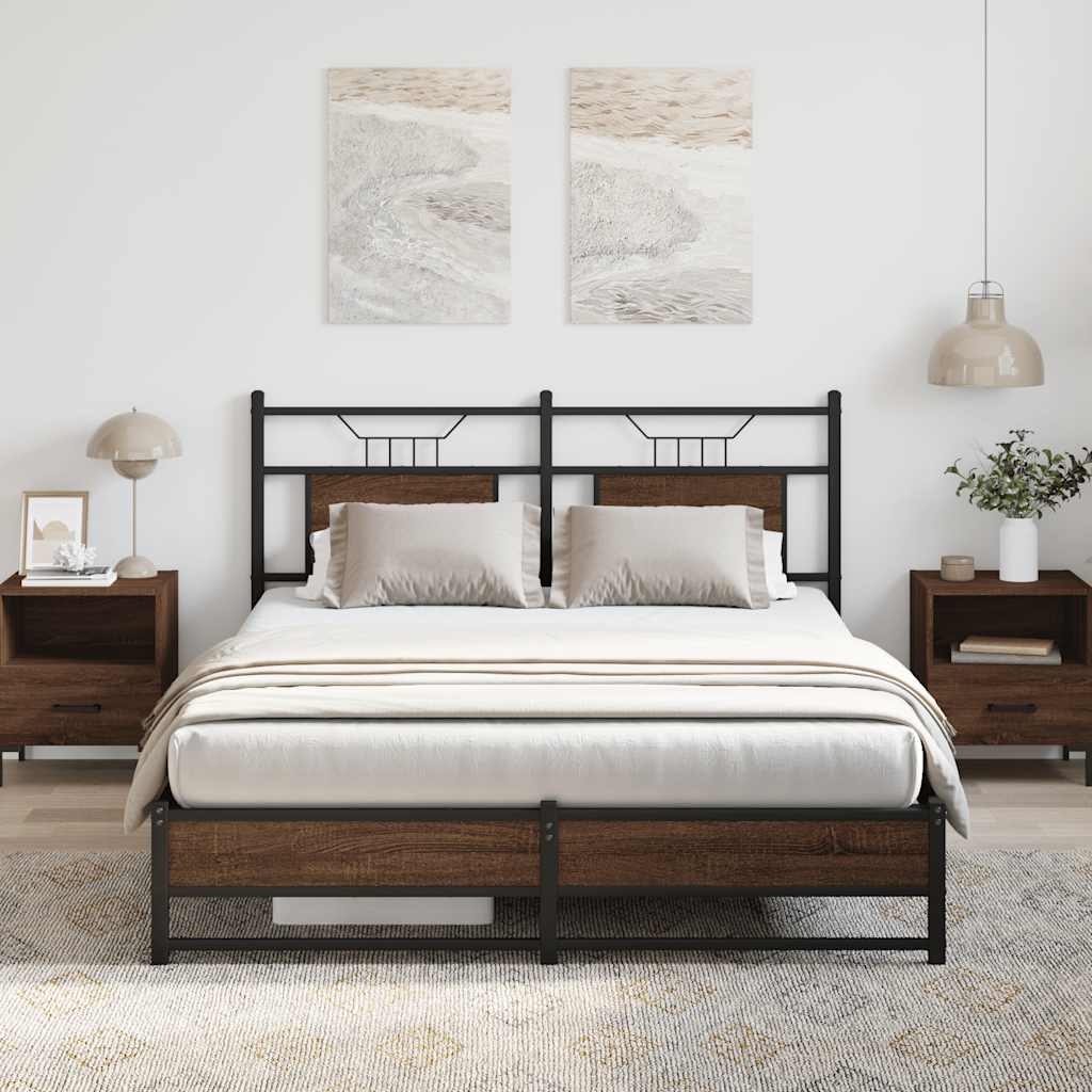 sengeramme 137x190 cm uden madras konstrueret træ brunt eg
