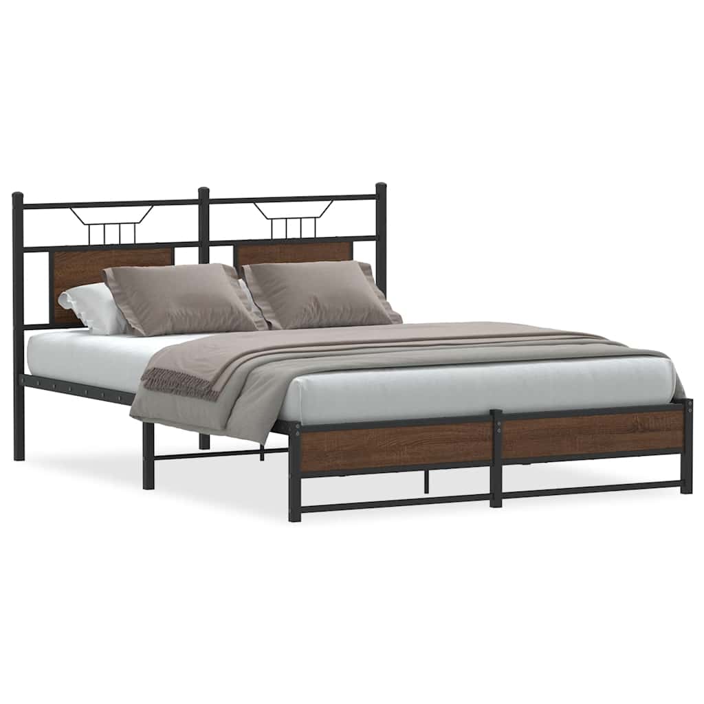 sengeramme 140x190 cm uden madras konstrueret træ brunt eg