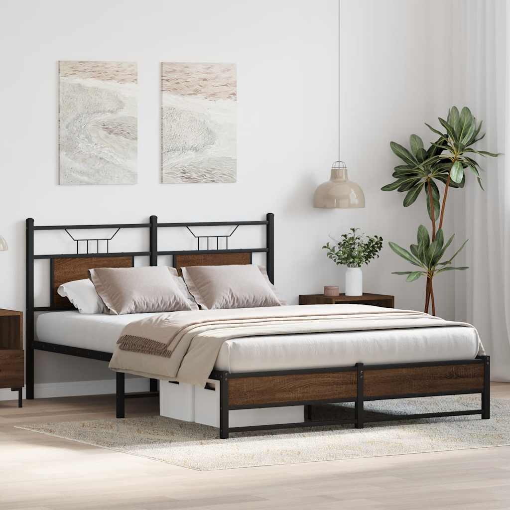 sengeramme 140x200 cm uden madras konstrueret træ brunt eg