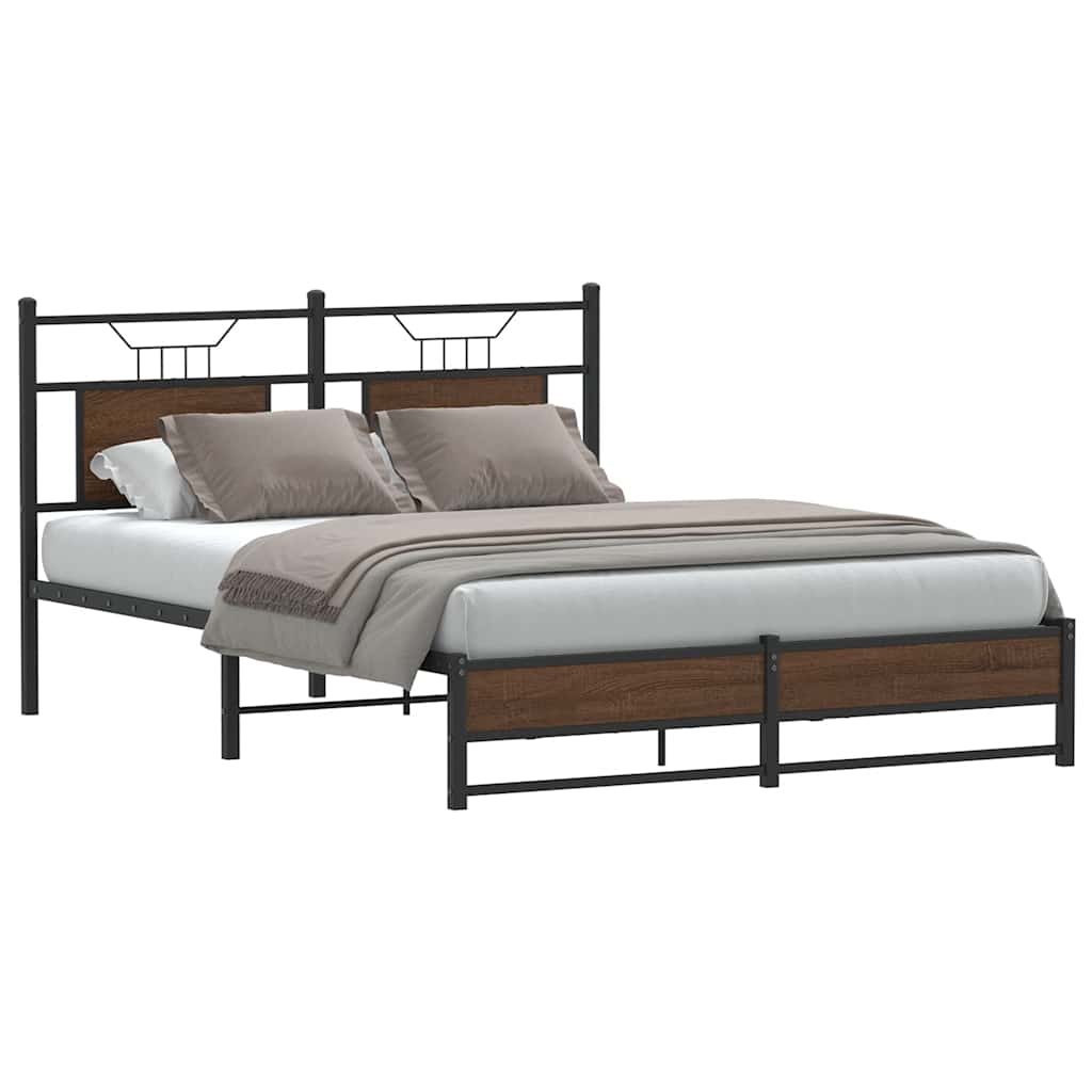sengeramme 150x200 cm uden madras konstrueret træ brunt eg