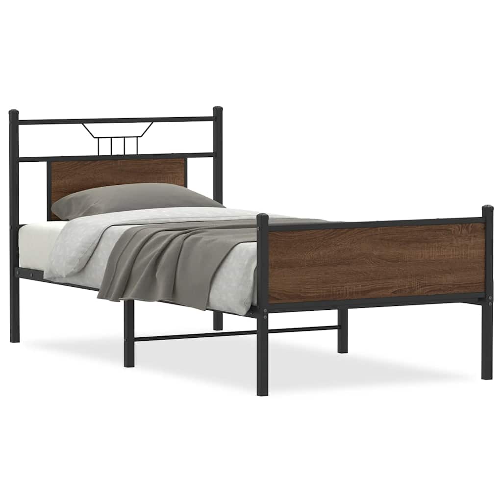 sengeramme 90x190 cm uden madras konstrueret træ brunt eg