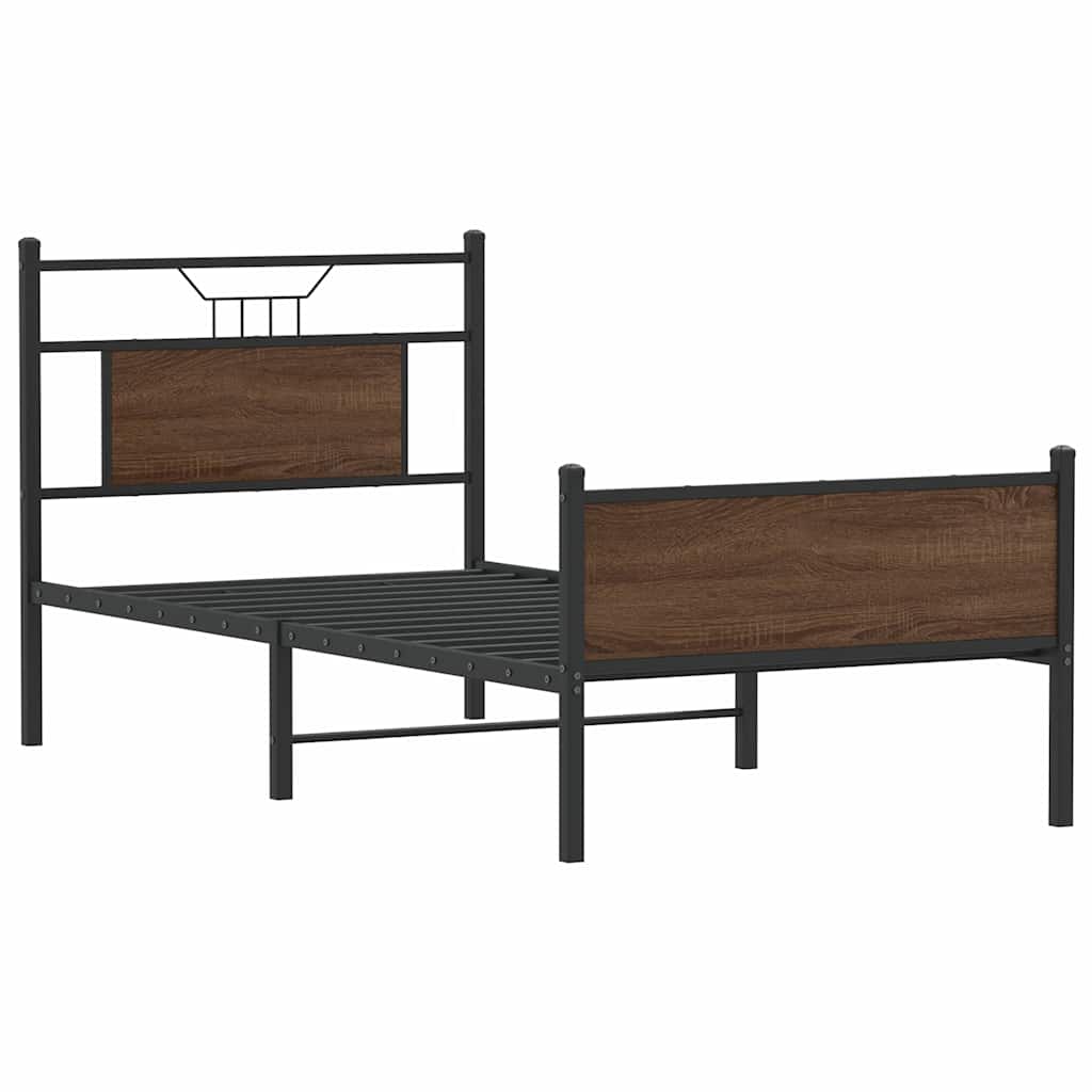 sengeramme 90x200 cm uden madras konstrueret træ brunt eg