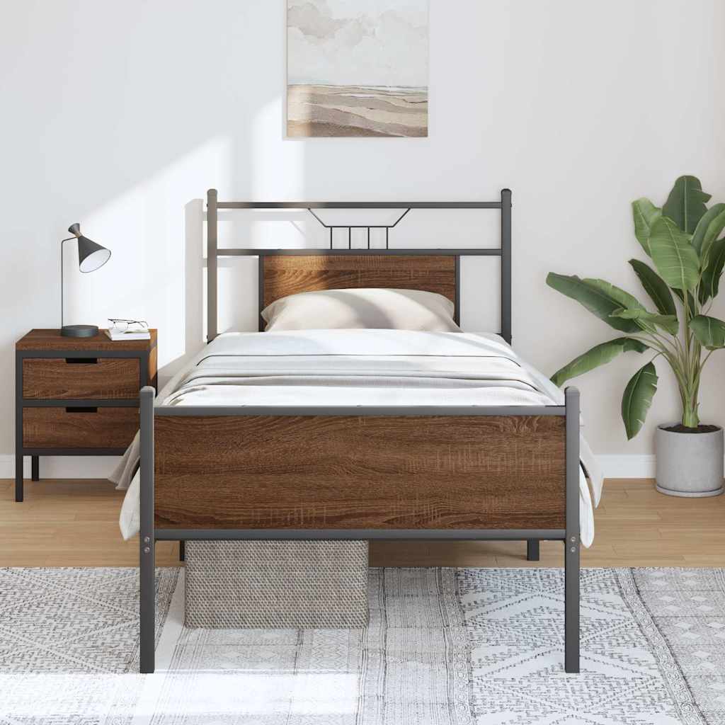 sengeramme 90x200 cm uden madras konstrueret træ brunt eg