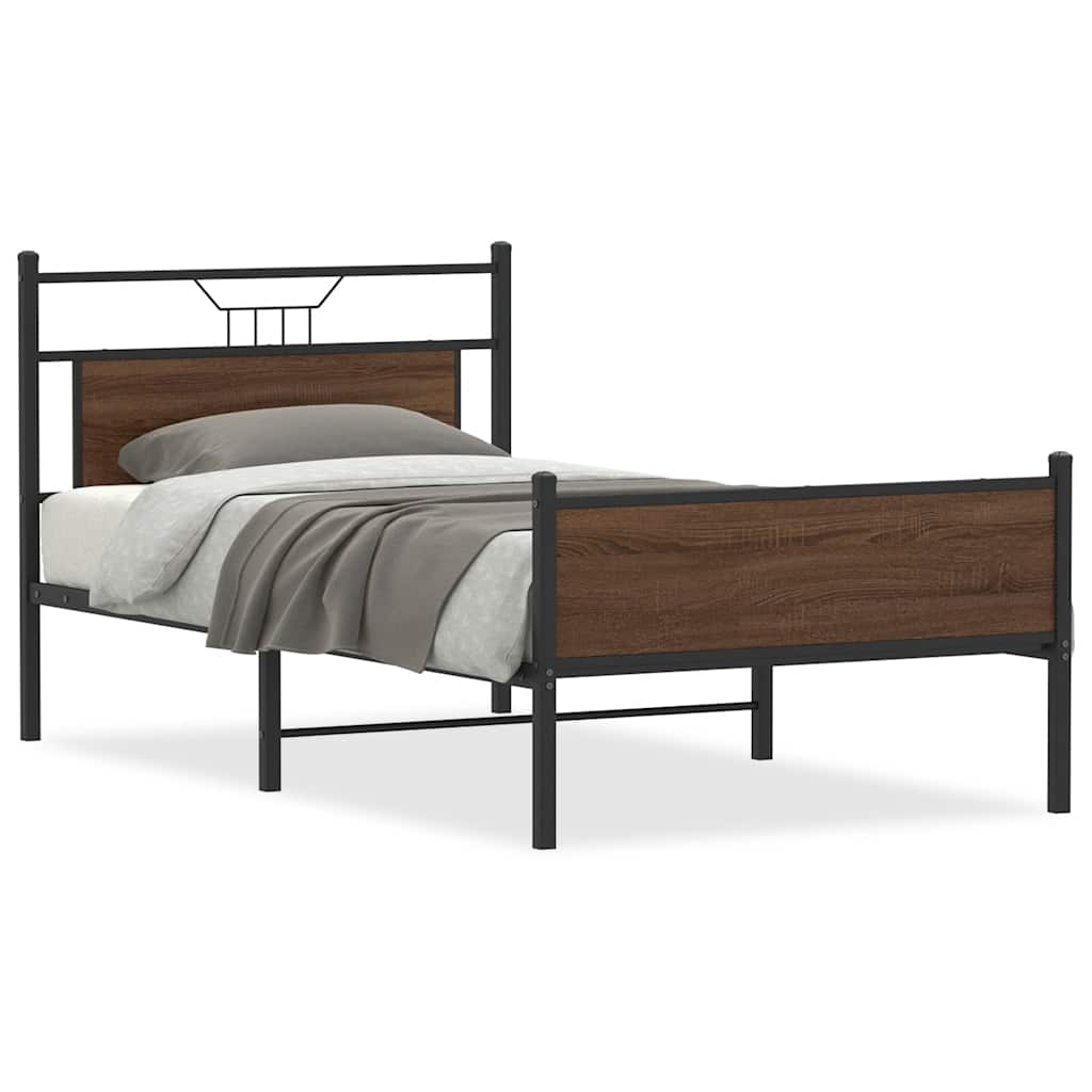 sengeramme 100x200 cm uden madras konstrueret træ brunt eg