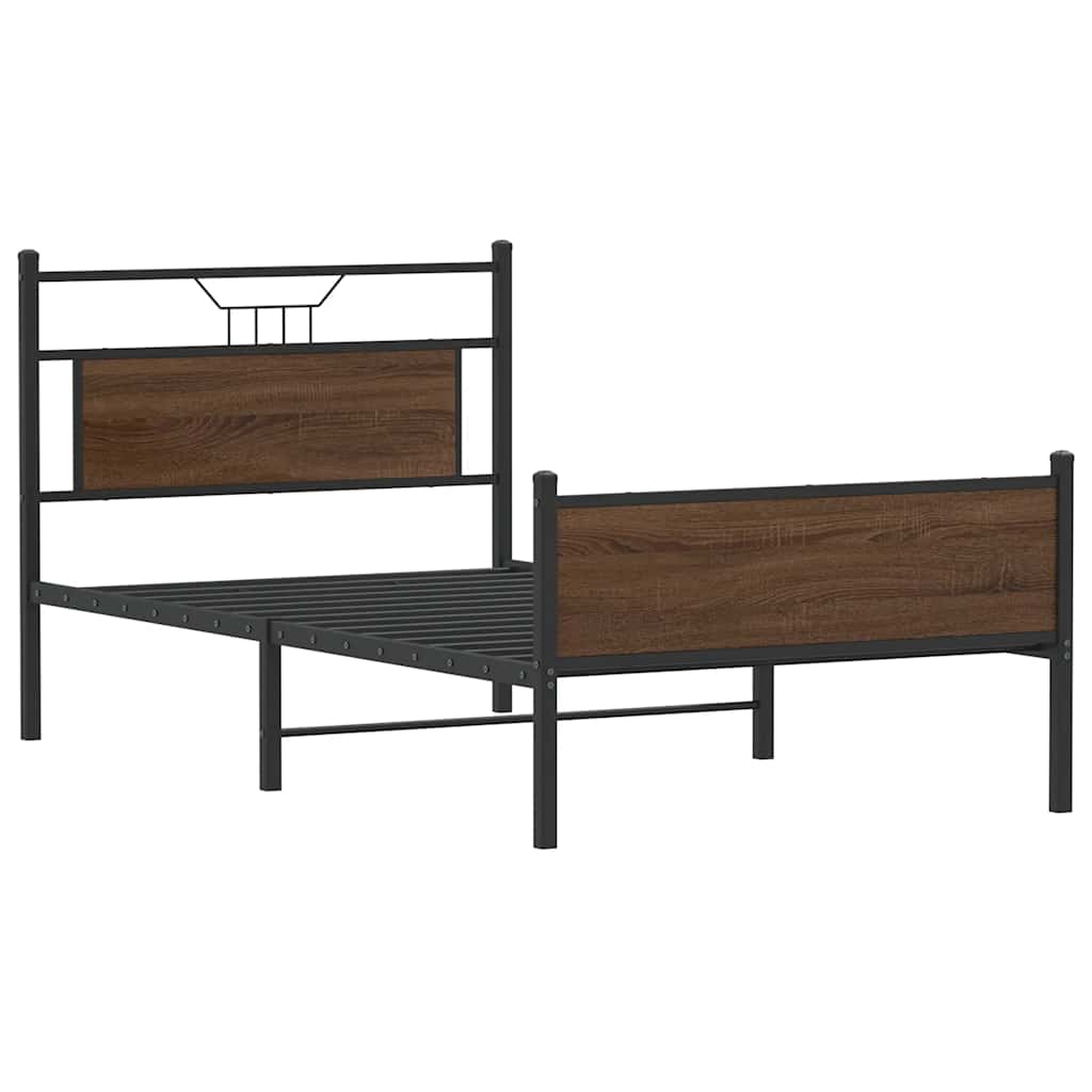 sengeramme 100x200 cm uden madras konstrueret træ brunt eg