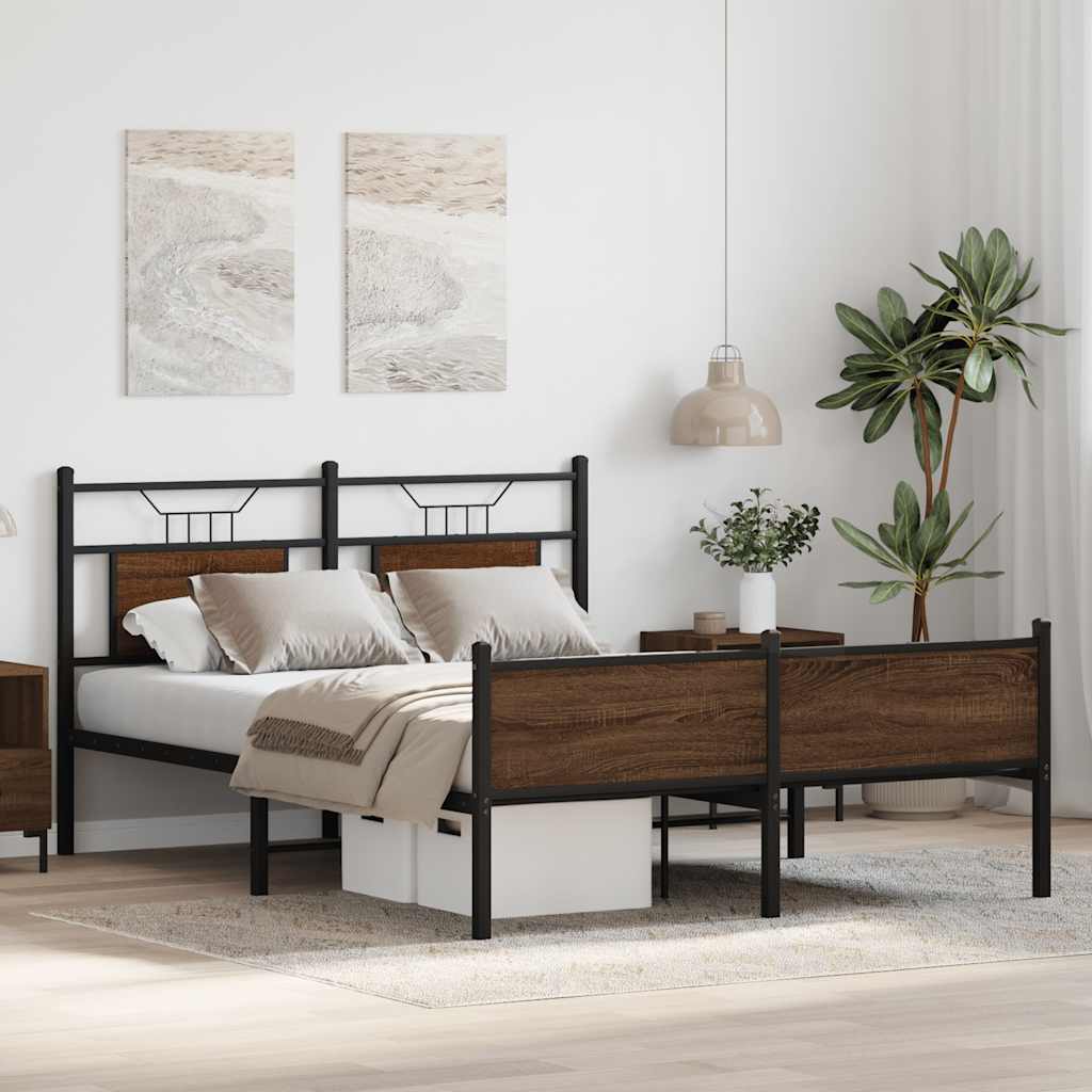 sengeramme 137x190 cm uden madras konstrueret træ brunt eg