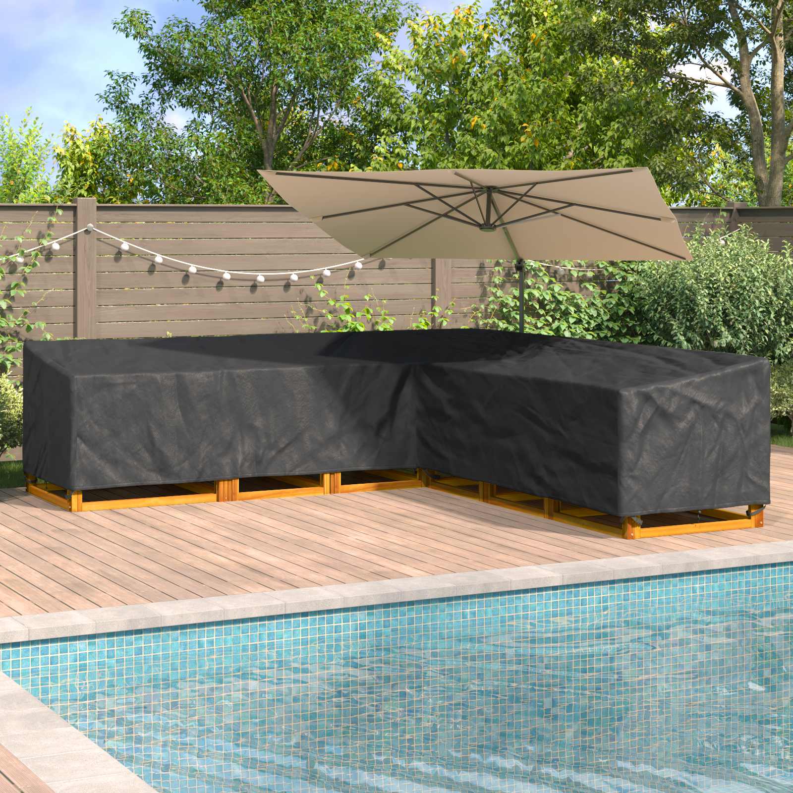 Møbelbetræk Sort 300 x 300 x 80 cm 420D Oxford Stof billede