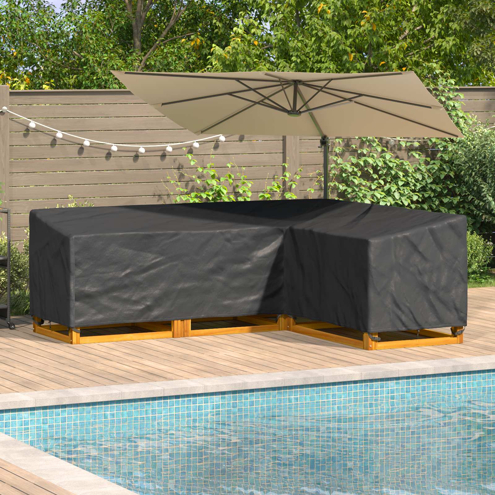 Møbelbetræk Sort 260 x 210 x 80 cm 420D Oxford Stof billede