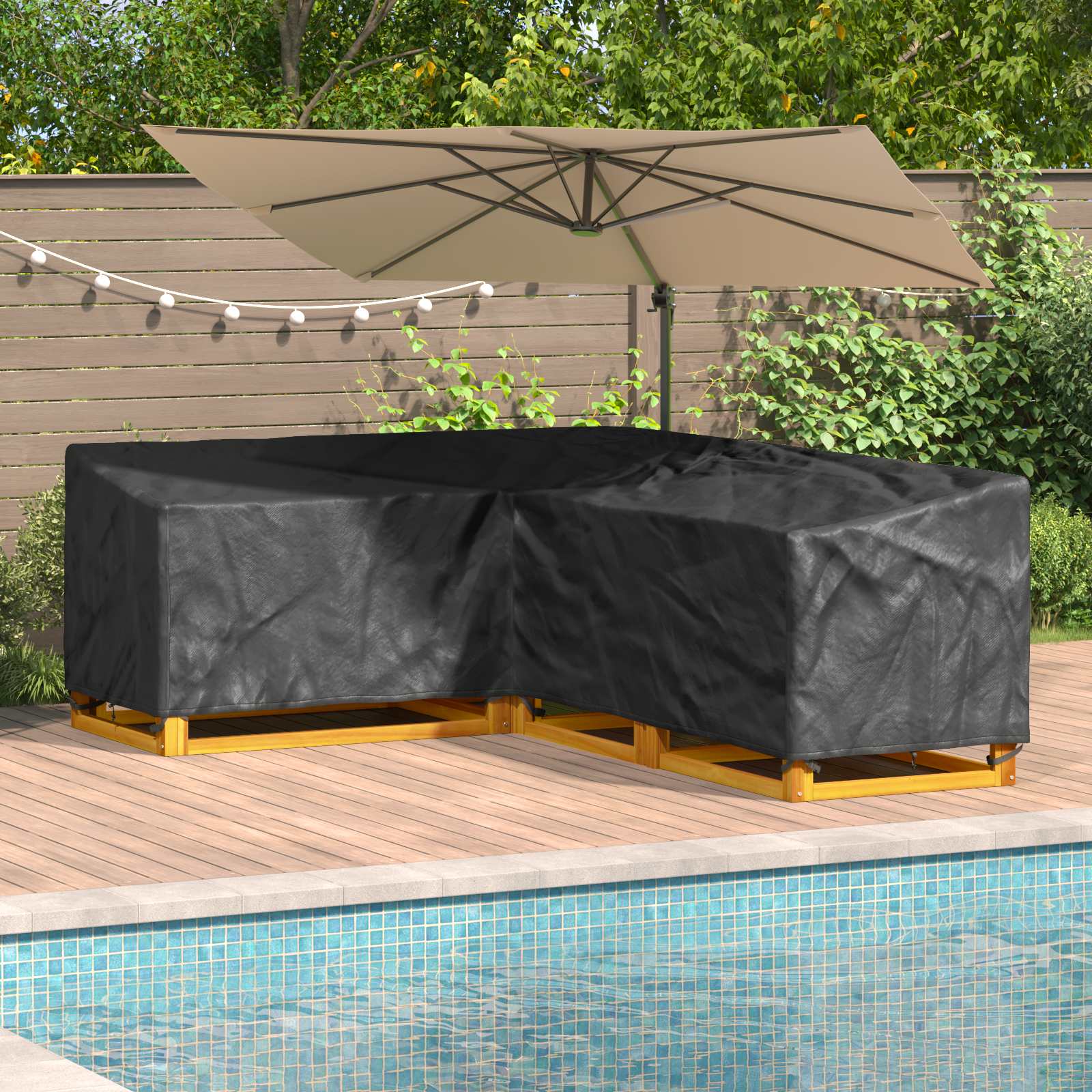 Møbelbetræk Sort 260 x 210 x 80 cm 210D Oxford Stof billede