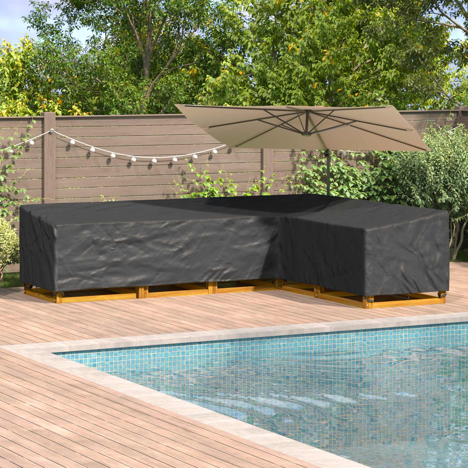 Møbelbetræk Sort 355 x 275 x 80 cm 210D Oxford Stof billede