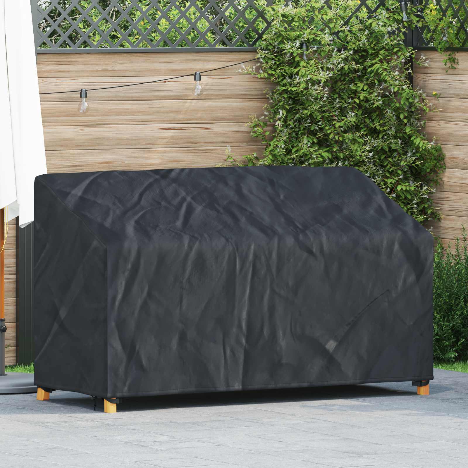 Havebænkkappe Sort 165 x 70 x 65 / 94 cm 210D Oxford Stof billede