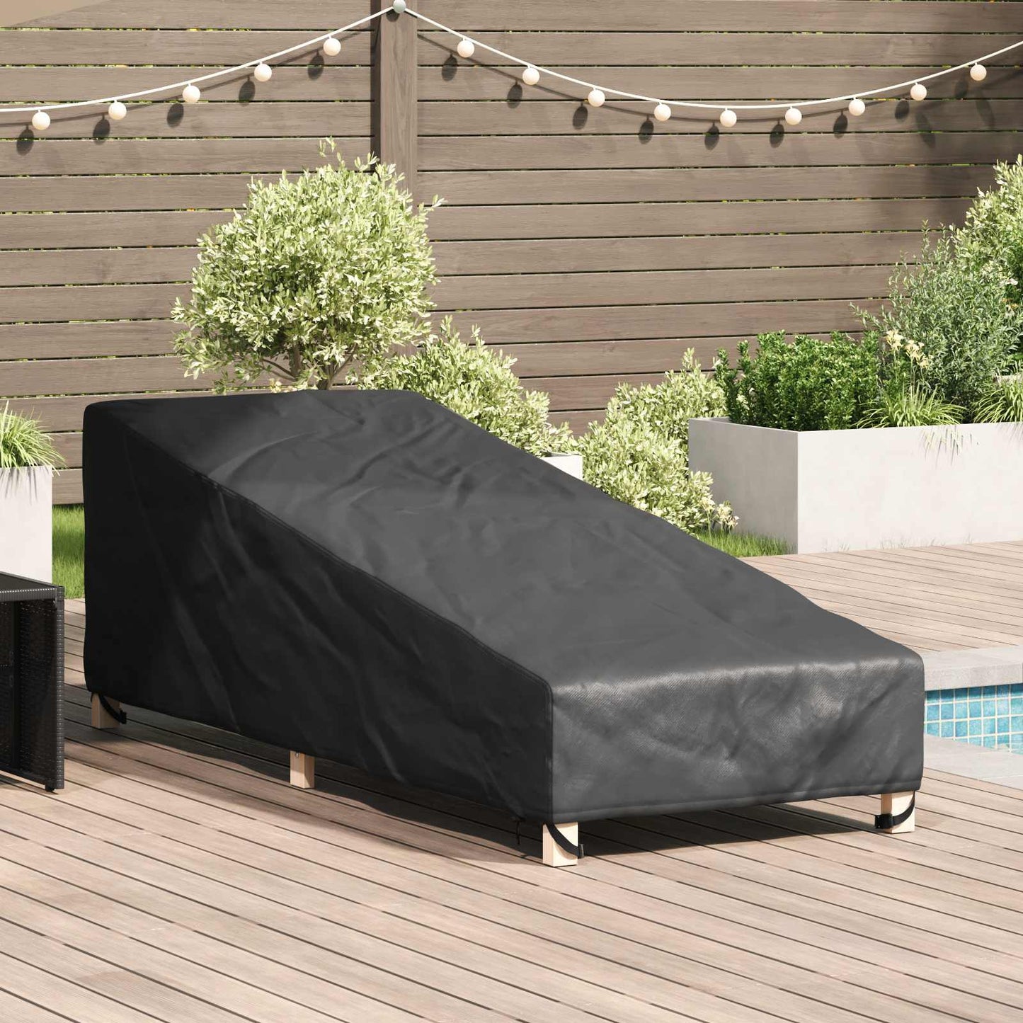 Udendørs møbelovertræk Sort 210 x 80 x 75 cm 210D Oxford Stof