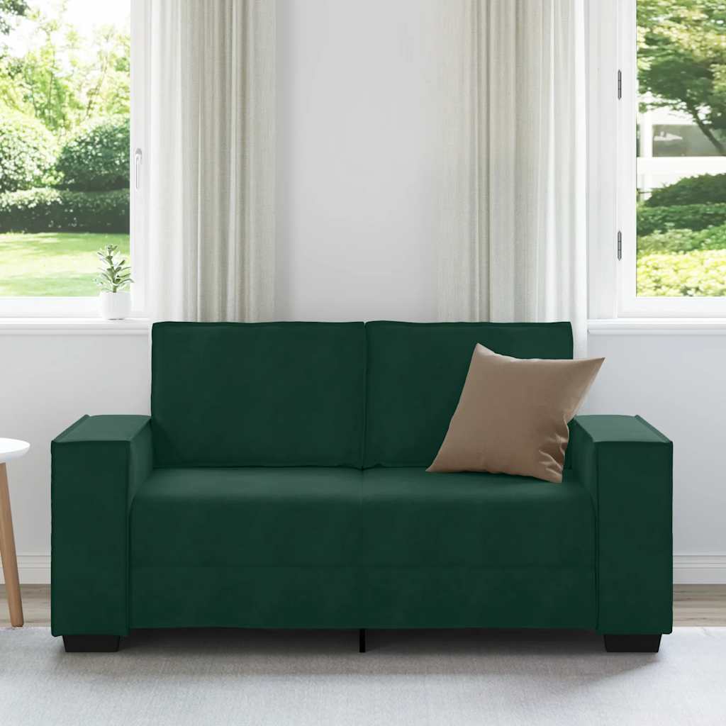 2-personers sofa 160x78x84 cm fløjl mørkegrøn