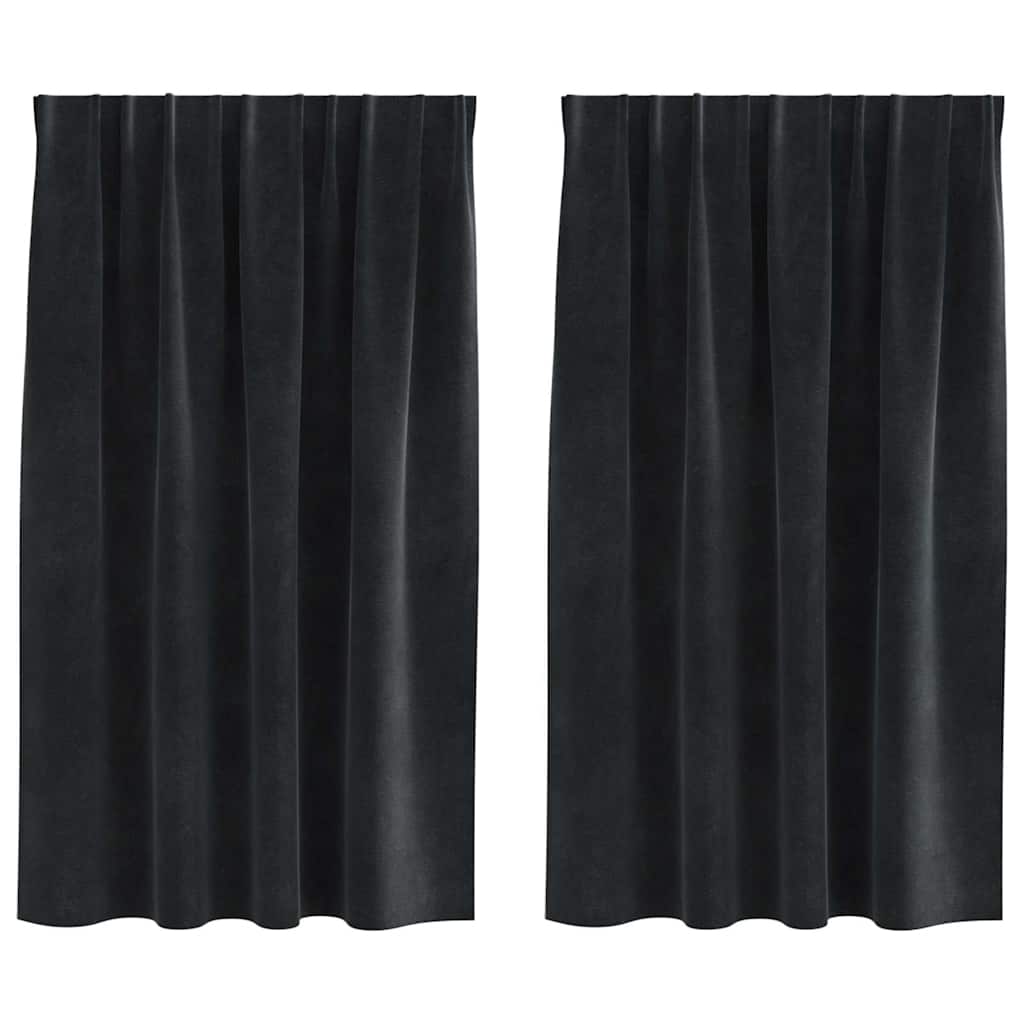 Mørklægningsgardiner 2 stk. Sort 140 x 140 cm Fløjl