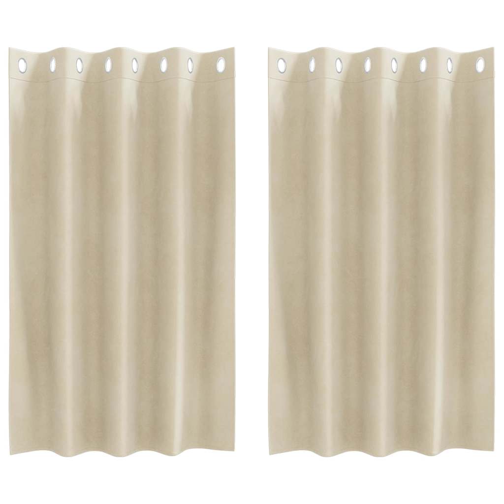 Mørklægningsgardiner 2 stk. Creme 140 x 140 cm Fløjl