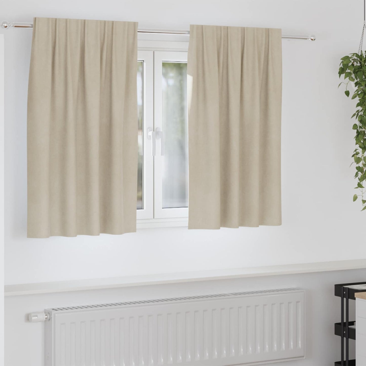Mørklægningsgardiner 2 stk. Creme 140 x 140 cm Fløjl