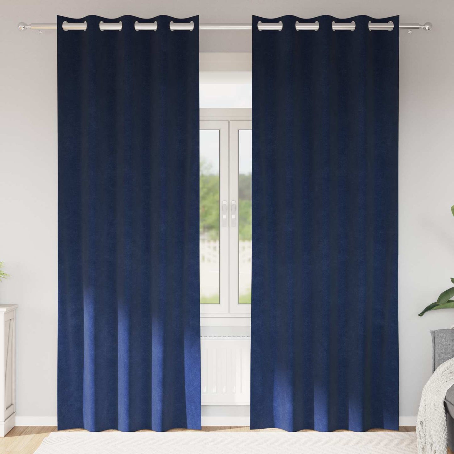 Gardiner 2 stk. Mørk blå 140 x 260 cm Fløjl