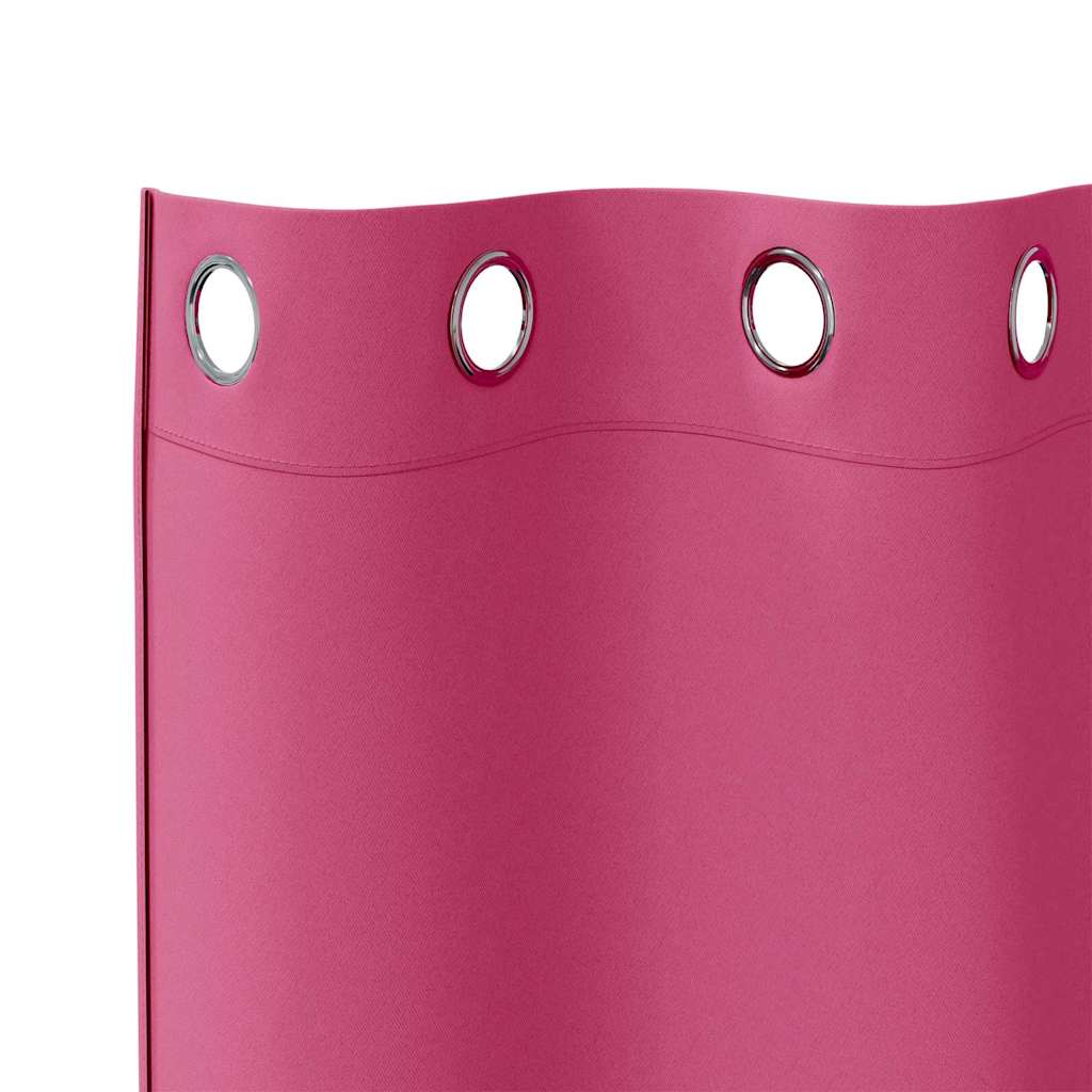 Mørklægningsgardiner med ringe 2 stk. Lys Pink 225 x 140 cm