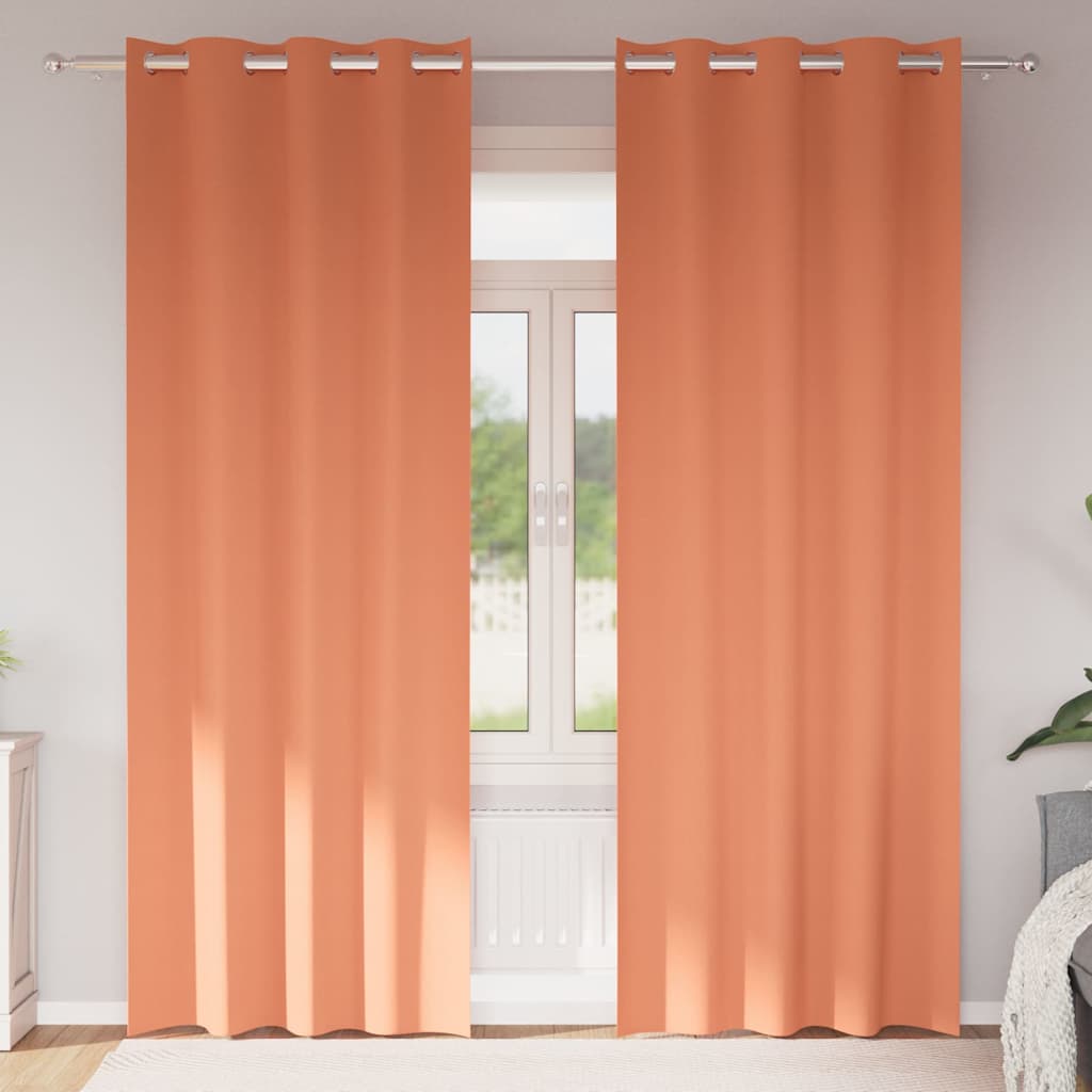 Mørklægningsgardiner med ringe 2 stk. Terrakotta 245 x 140 cm