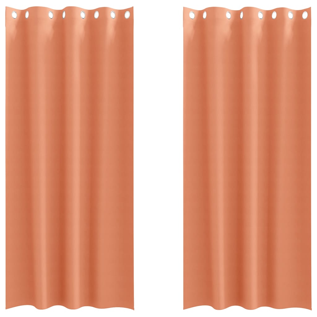 Mørklægningsgardiner med ringe 2 stk. Terrakotta 245 x 140 cm