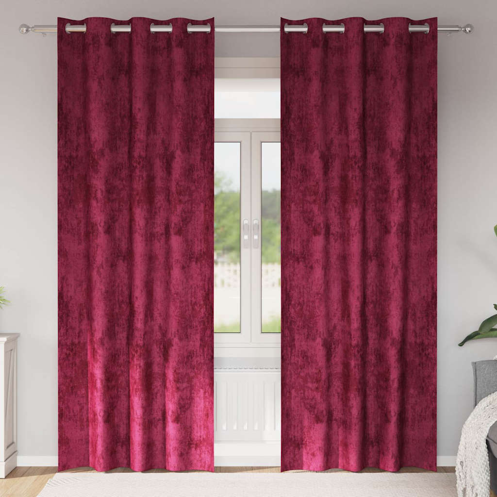 Velour Gardiner 2 stk. Vinrød 245 x 140 cm Fløjl