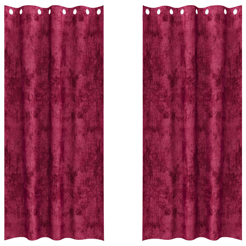 Velour Gardiner 2 stk. Vinrød 245 x 140 cm Fløjl