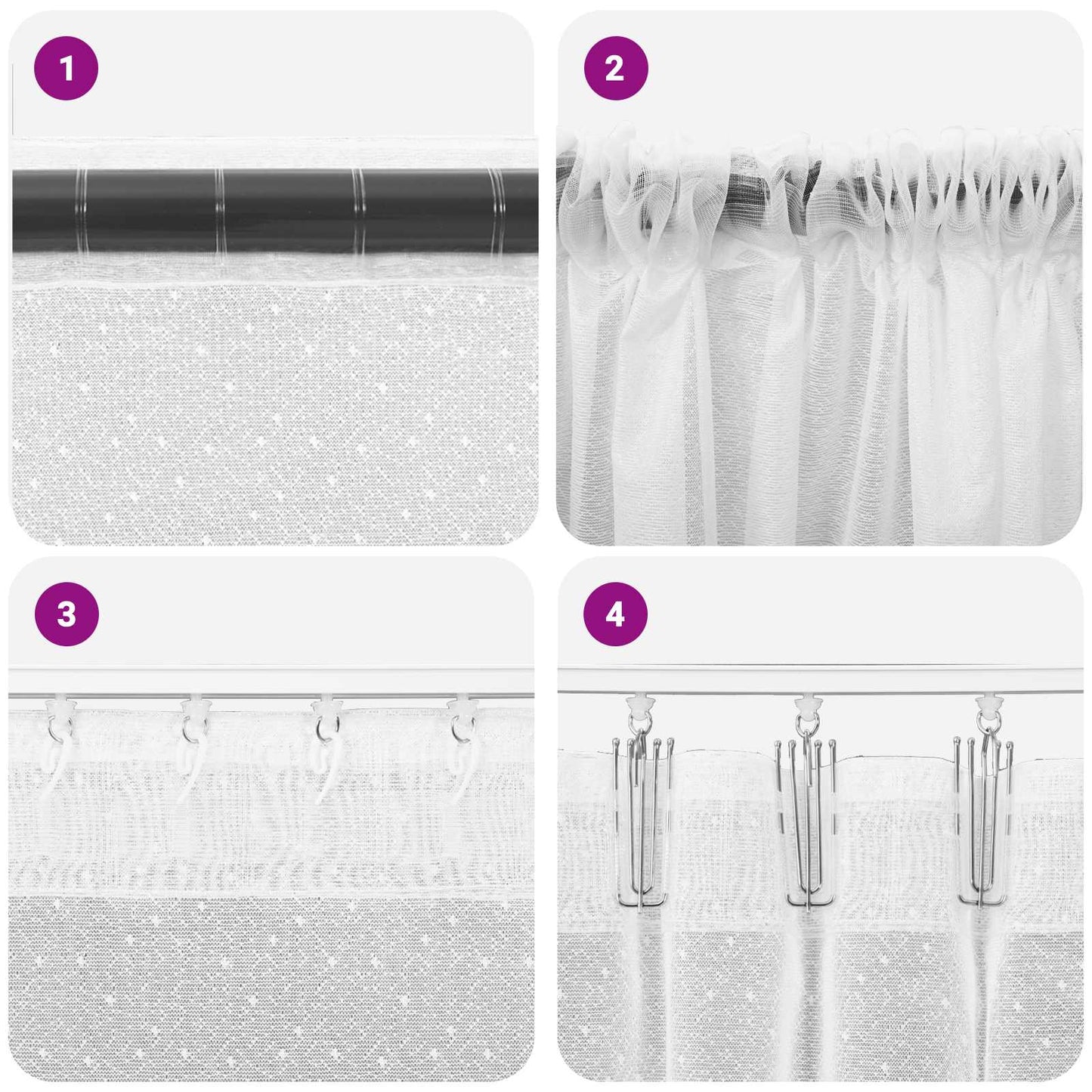 Lace Gardin Hvid 200 x 300 cm Polyester