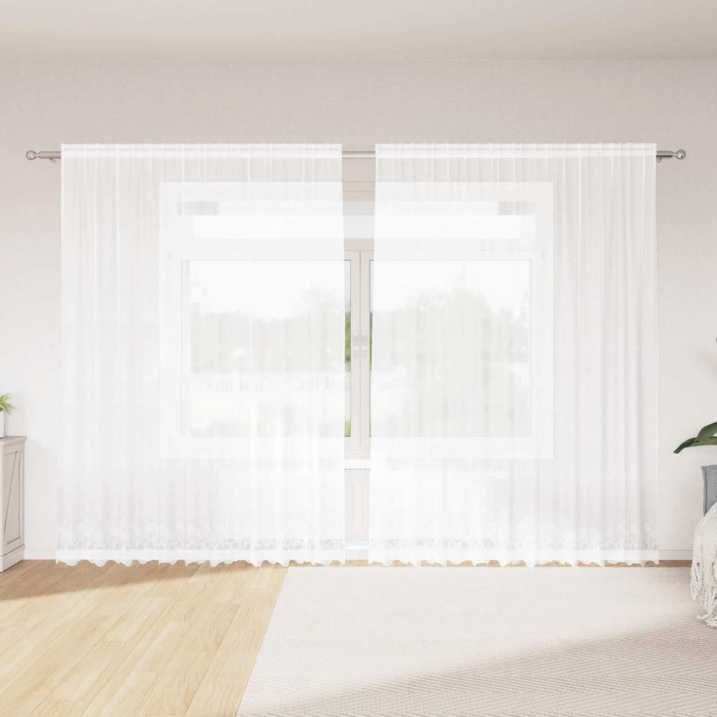 Lace Gardin Hvid 200 x 300 cm Polyester