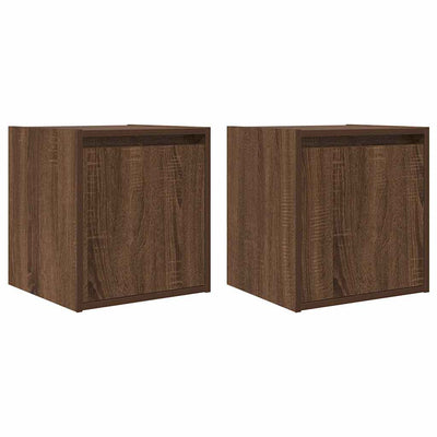 væghængte sengeborde 2 stk. 38x34x40 cm brun egetræsfarve