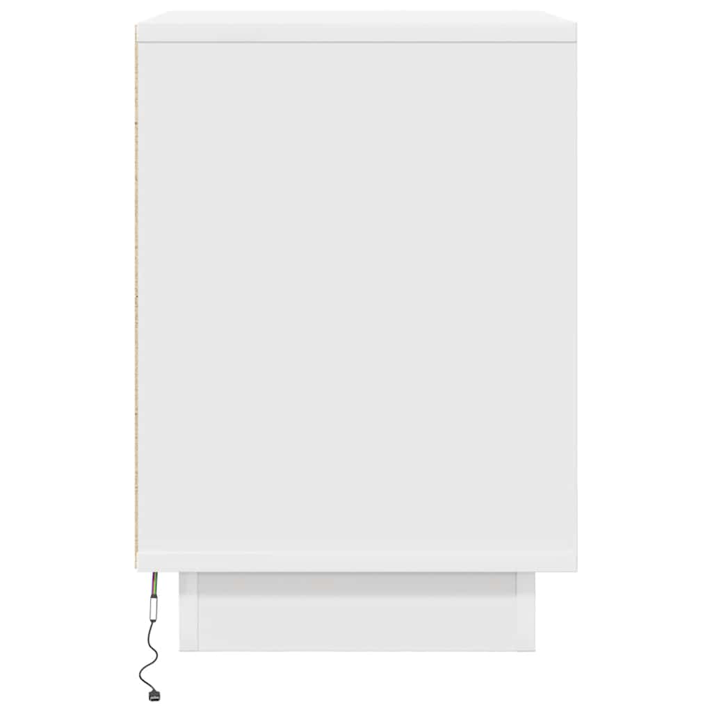 sengeskabe 2 stk. med LED-lys 38x34x50 cm hvid